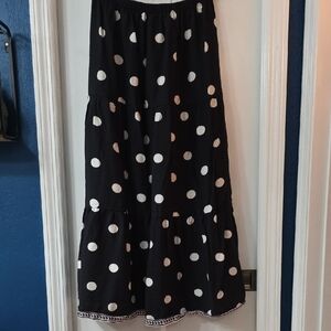 Elegant Black and White Polka Dot A-Line Skirt